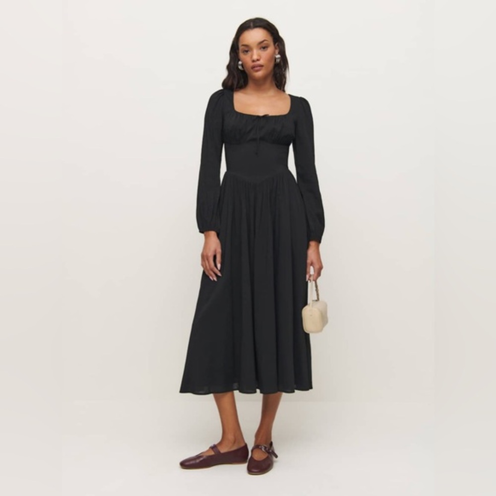 Reformation Oria Midi Dress in Black